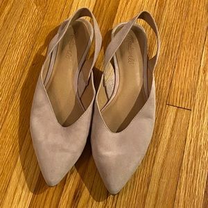 Madewell pale pink point sling back flats, suede